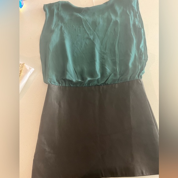 Oscar de la Renta retro- Leather and silk designer dress - Picture 2 of 2